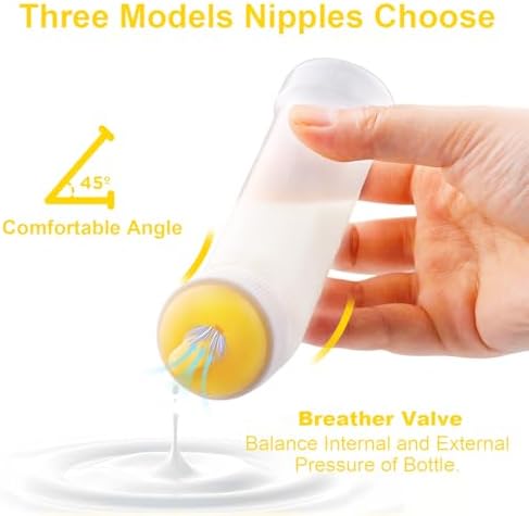 Pet Nursing Bottle for Newborn Animals,Kitten Bottle Feeding Kit Silicone Nipple for Kittens Puppys Rabbits Squirrel (Yellow, Small+Medium+Large) - Image 3