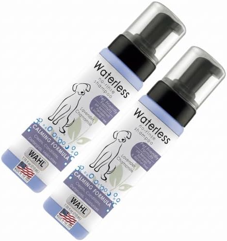Wahl USA Pet Friendly Waterless No Rinse Shampoo for Animals – Lavender & Chamomile Scented - Cleaning, Conditioning, Detangling, & Moisturizing Shampoo for Dogs – 7.1 Oz - Model 820014A (Pack of 2) by Wahl