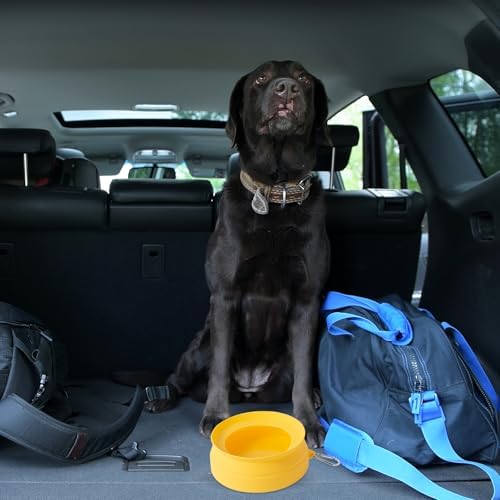 SLSON Spill Proof Dog Water Bowl for Cars,Collapsible No Splash Dog Travel Bowls Integrated Molding Portable Pet Bowl for Road Trip Truck,RV,SUV,Boat Accessories (Yellow) - Image 6