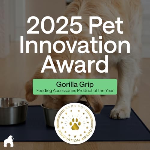 GORILLA GRIP Dog Food Mat, 100% Waterproof Silicone, 16x10 Navy - Image 6
