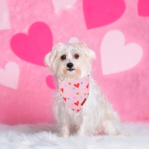 ADOGGYGO Valentine Dog Bandana, Blue Pink Heart Pet Scarf, Premium Durable Fabric, Adjustable Fit Pet Valentine Bandanas for Small Dogs Puppies (Small) - Image 2