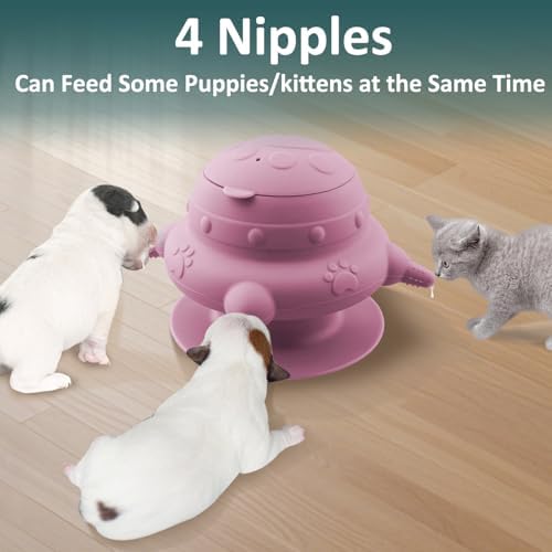 Pet Nursing Kit, Puppy Milk Feeder Bottle, Silicone Feeding Nipple for All Breed of Puppy, Kittens and Other Animals (Pink) - Image 4