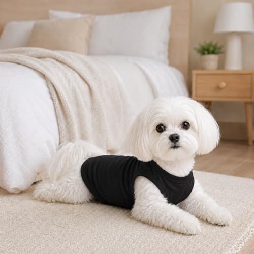 2018 Pet Clothes Dog Clothing Blank T-Shirt Tanks Top Vests for Small Middle Large Size Dogs 100% Cotton Dog Summer Vest Classic (M, Black) - Image 6