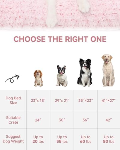 KSIIA Washable Dog Bed Medium Size Dog Crate Bed Plush Pet Mat 35"x23" Pink - Image 6
