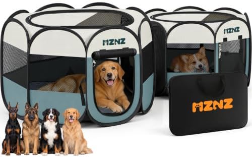 2-in-1 Dog Playpen, Cat Pet Puppy Playpen, Large+Medium, Grey by MZNZ