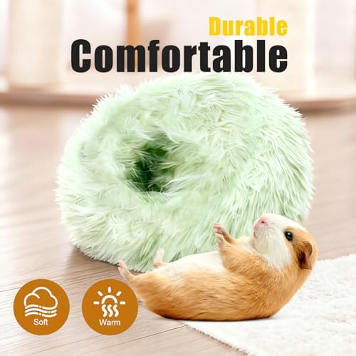 Guinea Pigs Bed Small Animal Bedding Donut-Shaped Burrowing Pet Bed Soft and Warm Hideaway with Spandex and Fleece Bottoms Cozy Carrier, Cage Accessories - Image 3