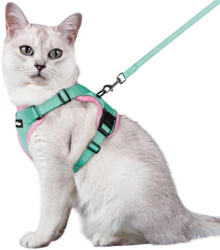 rabbitgoo Cat Harness and Leash Set, Escape Proof Vest, Green & Pink by rabbitgoo