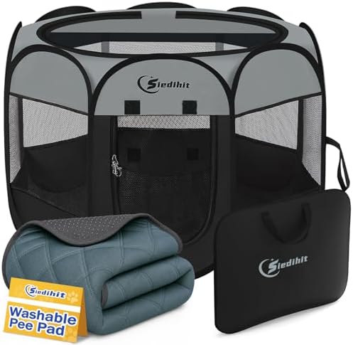 Siedihit Dog Cat Playpen with Washable Pee Pad, Puppy Pet Playpen by Siedihit