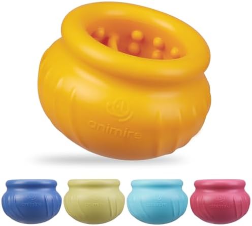 Wobbly Dog Enrichment Lick Toy, Stuffable Frozen Lick Bowl to Keep Dogs Busy, Long-Lasting Interactive Treat Dispensing Dog Toy, Silicone Fetch Catch Chew Toy(Orange,M) by Animire