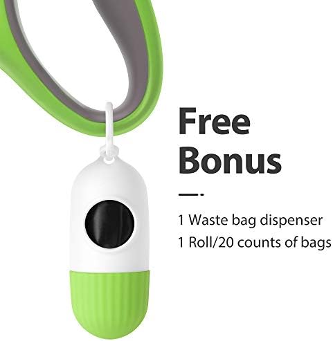 Fida Retractable Dog Leash with Dispenser and Poop Bags, 10 ft, Green - Image 2