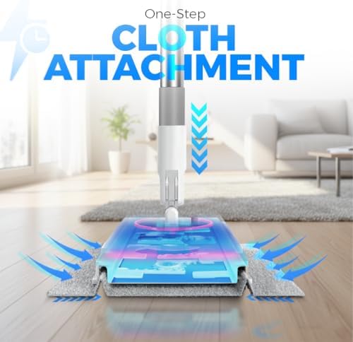 FlexiClamp Sweep & Mop Kit - Durable Cleaning Tool for Hardwood, Tile, Marble & Laminate Floors, Home, Kitchen Cleaning Essentials. (Include 10 Dry Cloths) - Image 3