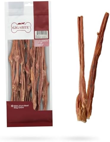 GigaBite Beef Esophagus Dog Treats - Natural Gullet Sticks for Dogs, High Protein Single Ingredient Dog Chews, Rawhide Free Dental Dog Treats for All Dog Breeds - Sticks (12 Inch), Pack of 10 by BestPetSuppliesLLC