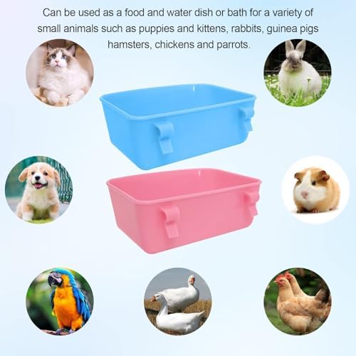 6 Pack Feeder (Blue, Pink), Hanging Feeder,Food and Water Container, Bath Water Bowl Universal for Birds Hamsters Mice Rats Rabbit Guinea Pig Small Pets (S) (M) - Image 2
