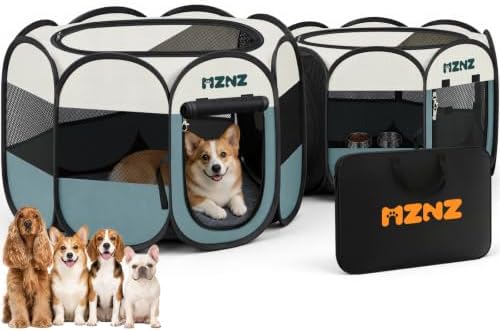 2-in-1 Dog Playpen, Cat Pet Puppy Playpen, Medium+Small, Grey by MZNZ