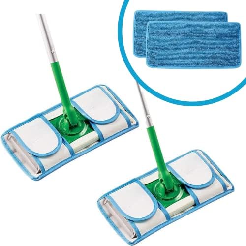 Reusable Microfiber Mop Pads | Durable Machine Washable Refills | Compatible with Swiffer Dry Mops | Flat Mop Pads for Efficient Floor Cleaning | 2 Pack by OldHomeKitchen