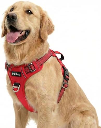 Funfox Dog Harness for Large Dogs, No Pull Pet Vest with Front Clip by MyFUNFOX
