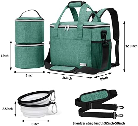 BAGLHER Dog Travel Bag Backpack Pet Supplies Backpack Pet Accessories Storage Bag 5-Piece Set With Shoulder Strap 2 Lined Pet Food Containers 2 Foldable Feeding Bowls Essential Kit for Pet travel - Image 6