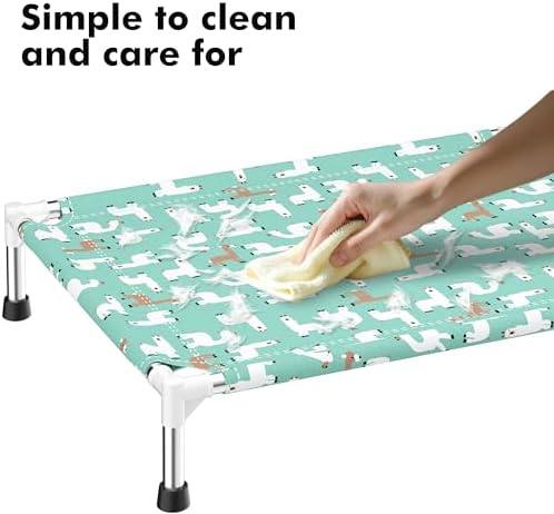 Cute Alpaca Print Elevated Dog Bed - Portable Cooling Pet Cot,M - Image 5