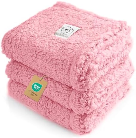 Luciphia 1 Pack 3 Calming Dog Blanket Fluffy Premium Fleece Pet Blankets Soft Sherpa Throw for Dogs Puppy Cat Pink Medium (30" x20") by luciphia