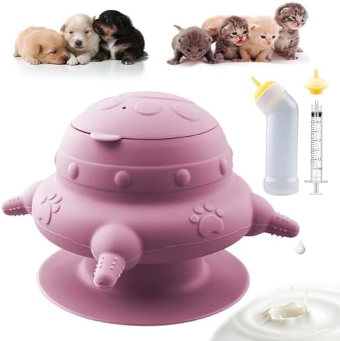 Pet Nursing Kit, Puppy Milk Feeder Bottle, Silicone Feeding Nipple for All Breed of Puppy, Kittens and Other Animals (Pink) by XuanDa