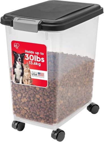 IRIS USA Dog Food Storage Container, Airtight, 30 lb Capacity, Wheels by IRISUSA