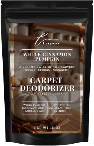 Lapew White Cinnamon Pumpkin Carpet Deodorizer Powder - Pet Safe Freshener for Vacuuming | Scented Odor Eliminator for Home | 16 oz by Lapew