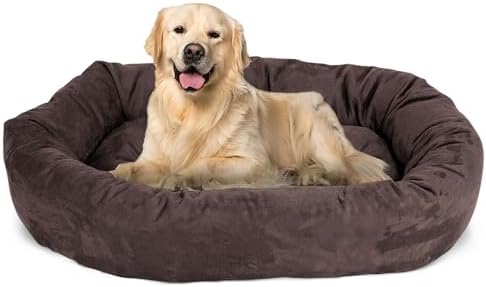 Majestic Pet Suede Calming Dog Bed, 40 Inch Large Round Washable, Chocolate by MajesticPet