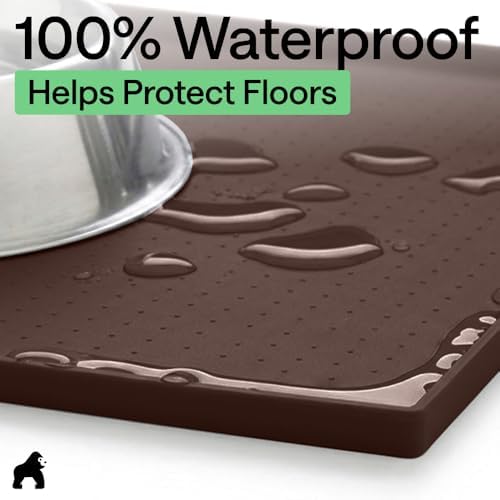 GORILLA GRIP Dog Food Mat, 100% Waterproof Silicone, 16x10 Brown - Image 4