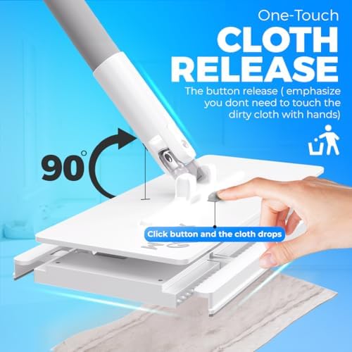 FlexiClamp Sweep & Mop Kit - Durable Cleaning Tool for Hardwood, Tile, Marble & Laminate Floors, Home, Kitchen Cleaning Essentials. (Include 10 Dry Cloths) - Image 2