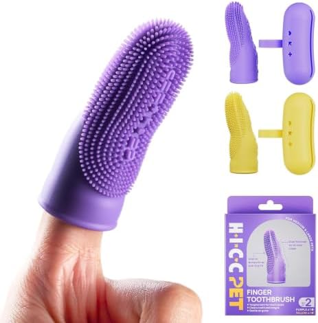 HICC PET Dog Finger Toothbrush, Dual-Sided Soft Silicone, 2-Pack by HICCPET