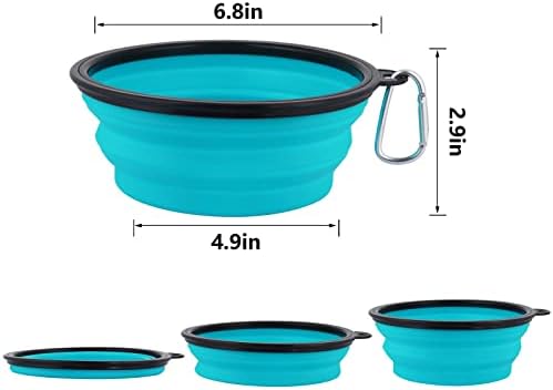 SLSON Dog Bowls Pet Collapsible Bowl with Cover Lids, 2 Pack, Light Blue and Green, Large - Image 5