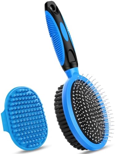2PCS Pet Grooming Tools - Double-Sided Brush for Shedding and Bathing, Suitable for Short/Long Haired Dogs Cats and Horses, Deshedding Dog Brush, Mane & Tail Combs for Horses - Pet Supplies (Blue) by Unknown