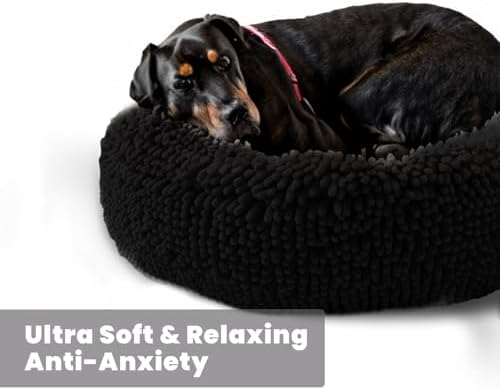 Muddy Mat® Cloud K-9 Bed for Dogs & Cats, Soft & Relaxing Donut Dog Bed, Chenille Material, Removable Cover, Washable & Dryer Safe–Black Large(40'x40') - Image 6