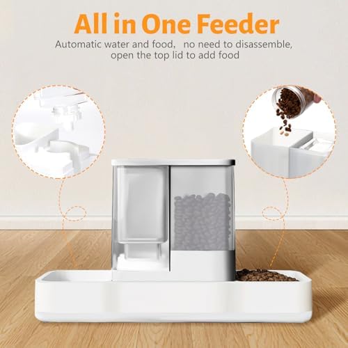 Yummy Sam Automatic Small Pet Feeder and Water Dispenser, White - Image 3