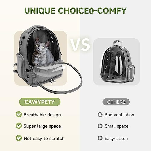 Cawypety Cat Backpack Carrier Large Space Bubble Backpack up to 12lbs Grey - Image 2