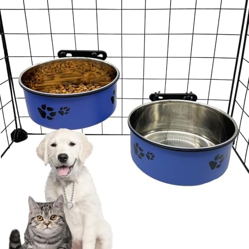 2Pcs Dog Crate Water Food Bowls No Spill Stainless Kennel Bowls 25 & 34 OZ by Tfwadmx