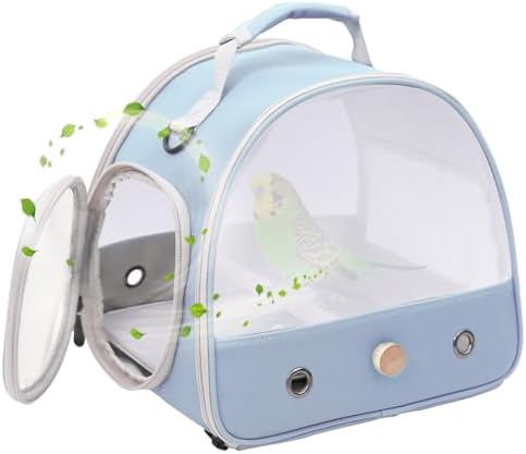 Bird Carrier, Portable Small Bird Parrot Parakeet Carrier with Standing Perch and Soft Mat, Side Access Window Collapsible by halinfer
