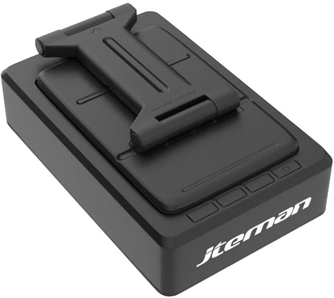 JTEMAN Cell Phone Stand with Bluetooth Speaker, HD Stereo Sound & Anti-Slip Base, Foldable Adjustable Desktop Phone Holder for Home Office, Cool Tech Gadgets Birthday Gifts for Men Women (Black) - Image 4