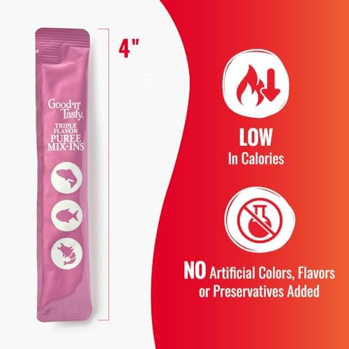 Good 'n' Tasty Triple Flavor Puree Mix-Ins Dog Food Topper Treats for All Dogs, 7 Count, Easy Single-Serve Portions, Added Protein with Salmon, Tuna and Krill, No Chicken or Beef Added (Pack of 2) - Image 4