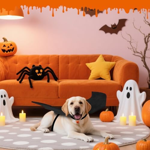 Dog Halloween Costumes for Large Dogs, Dog Bat Wings with Pumpkin Bell Pet Halloween Cosplay Party Dress Up (Large) - Image 5