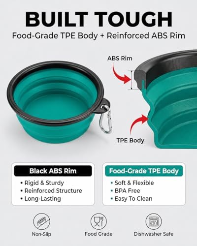 Rest-Eazzzy Collapsible Dog Bowls, 2 Pack Sturdy Portable Dog Water Bowls - Image 2