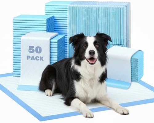 FluffyDream Super Absorbent Waterproof Dog and Puppy Pet Training Pad, Housebreaking Pet Pad,Blue (17.6"x23.6" (50PCS)) by FluffyDream