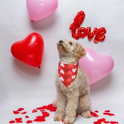 ADOGGYGO Valentine Dog Bandana, Red Blue Heart Love Pet Scarf, Adjustable Fit Pet Valentine Bandanas for Small Dogs (Small) - Image 2