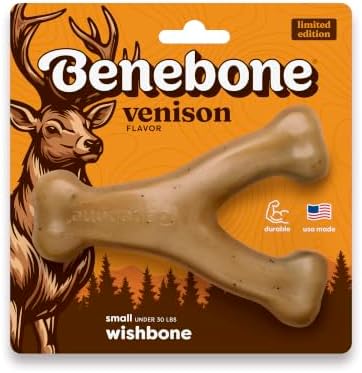 Benebone Wishbone Dog Chew Toy for Aggressive Chewers, Venison, Small by Benebone