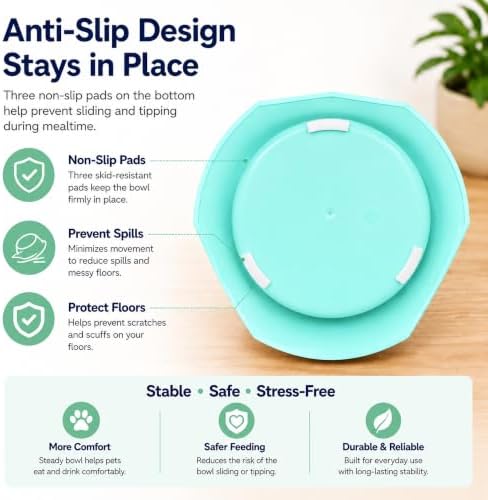 Green No Spill Dog Water Bowl, Pet Floating Water Bowl No Wet Mouth, Anti Splash & Anti Tip Slow Water Feeder, Keeps Fur Dry Clean Drinking Bowl for Dogs & Cats, Large Capacity Travel Friendly - Image 5