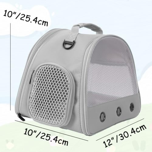 Guinea Pig Carrier Backpack, Clear Bubble Window Backpack for Guinea Pig, Bunny Rat Bird (Grey, Upgraded Mesh) - Image 3