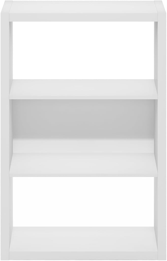 Furinno Viola Book Shelf, 3-Tier Bookshelf, Extra Thick Frame Bookcase with Open Shelf, Open Back Design, 11.3" x 23.2" x 35.9", for Living Room, Bedroom, Home Office, White - Image 6