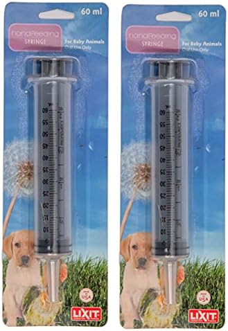 Lixit Hand Feeding Syringes for Puppies, Kittens, Rabbits and Other Baby Animals (60ML Pack of 2) by Lixit