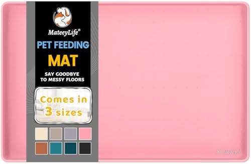 MateeyLife Silicone Cat & Dog Food Mat for Floors Waterproof, Anti-Slip Dog Bowl Mats for Food and Water, Pet Feeding Mats with Lip to Prevent Spills, Pet Placemat for Messy Drinkers to Protect Floors by MateeyLife