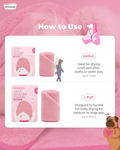 PETHROOM Pink Ultra Absorbent Pet Towel for Dog & Cat (Large) 23.6" x 47.2" - Image 7